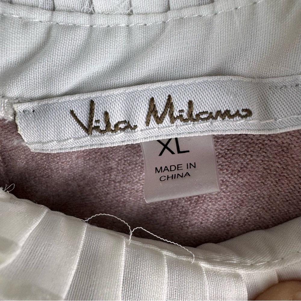 Vila Milano Wool Blend Sweater Size XL Lavender Pleated‎ Ruffle Collar Cuffs - Picture 3 of 13